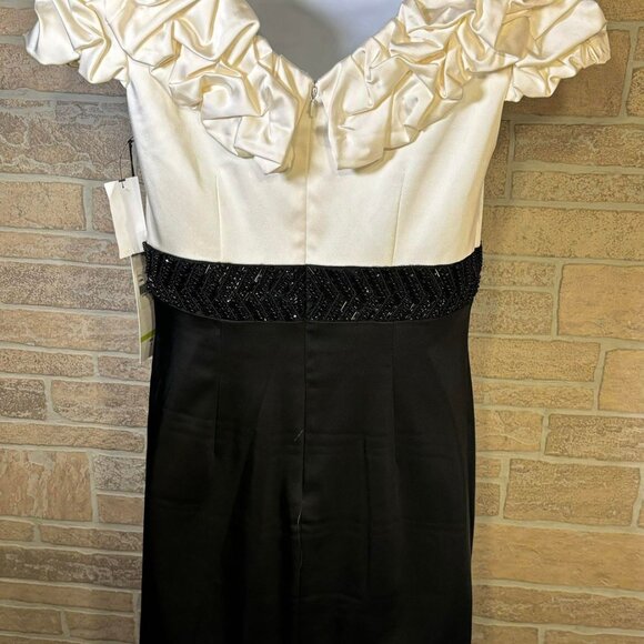 NWT Chetta B Evening Formal‎ Cocktail Holiday Dress Ivry Ruffles/Black  Size 4 - Picture 2 of 9